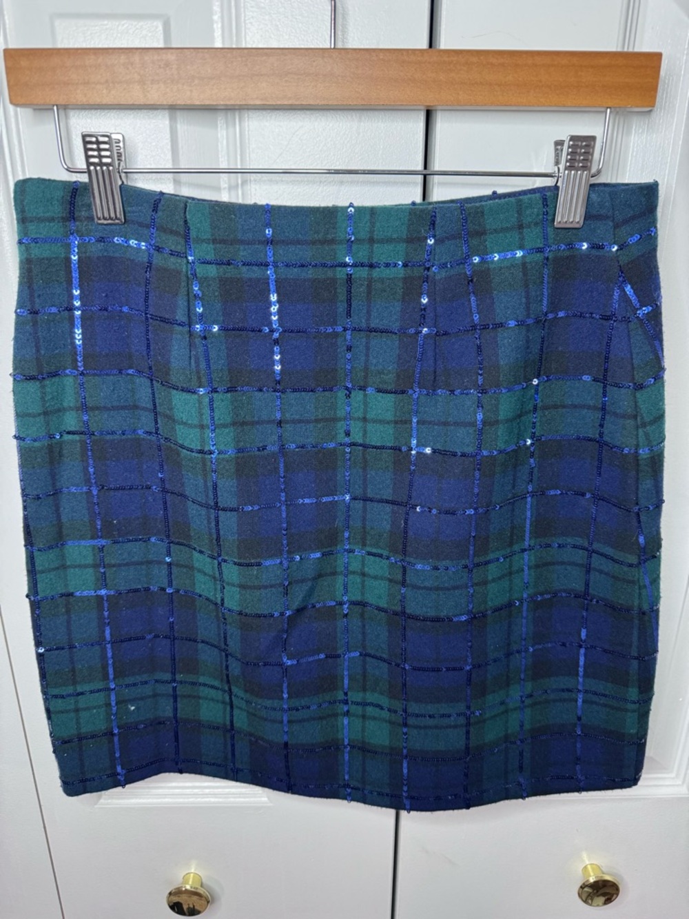 Vineyard Vines Blue and Green Plaid with Sequin Details Mini Skirt size 0 - Picture 4 of 6